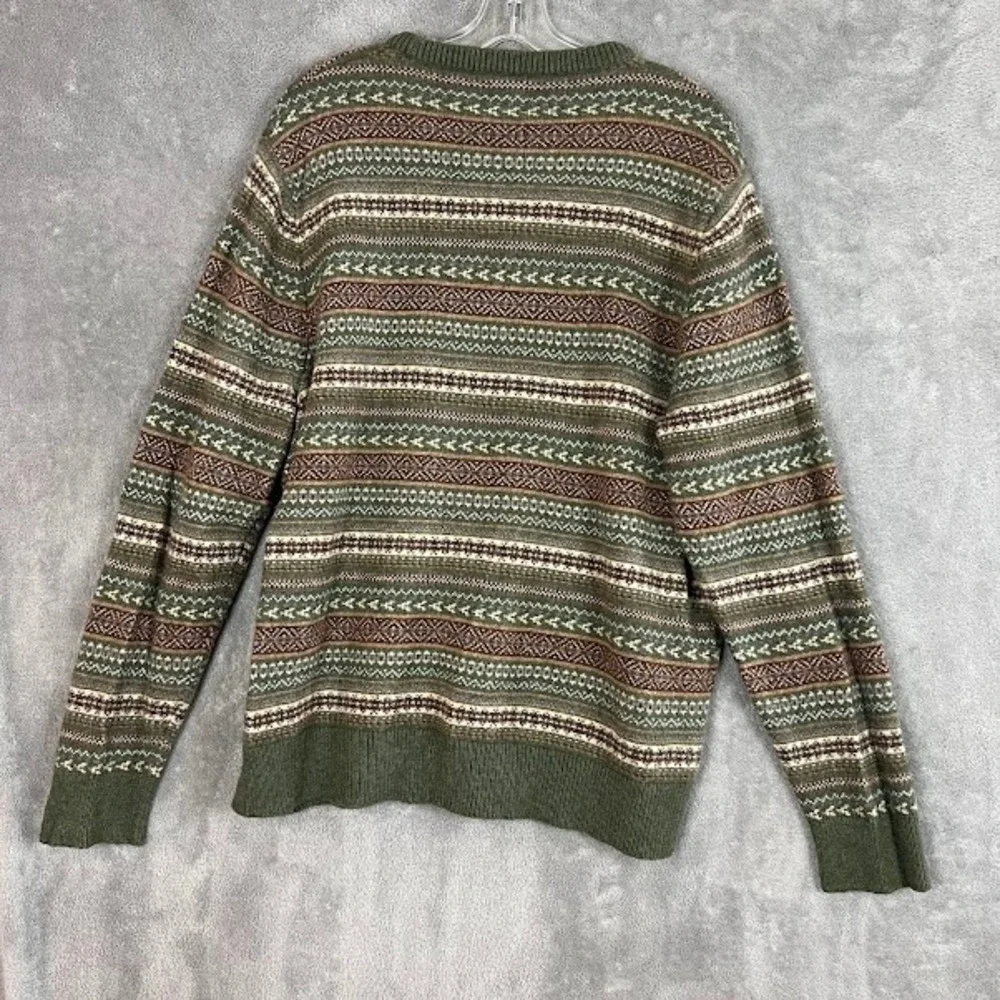 J Crew Sweater Mens XL Fair Isle Lambswool Nordic Crewneck Old Money Preppy